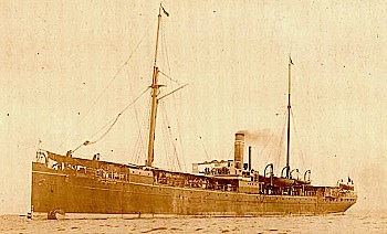 Rajpootana, one of BI's early ships, part of a series of six vessels of about 2,030 tons gross, built in the mid-1870s by Denny of Dumbarton